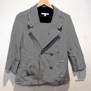 Cabi blazer, Medium. Black and white. Dbl breasted gold buttons. Soft fabric